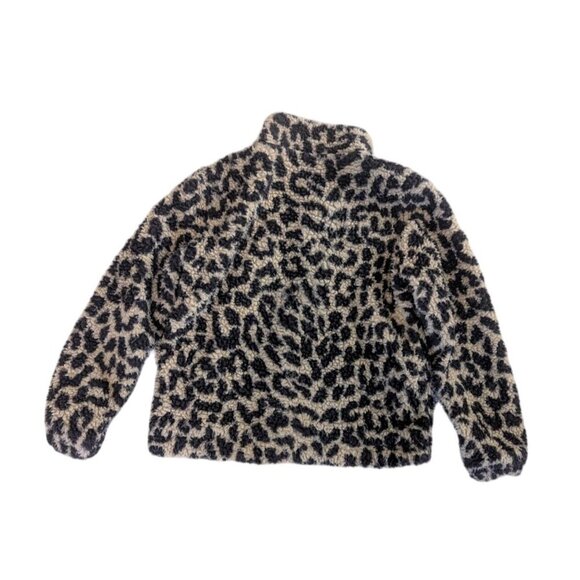 Crewcuts Girls Sweater high Pile Fleece Pullover Leopard Print Quarter Zip 10 - Picture 2 of 4